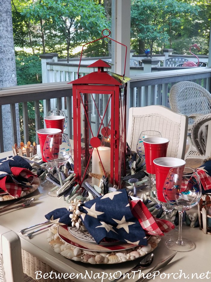 Memorial Day Table Setting with a Beach Theme