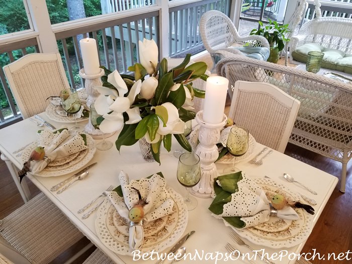 Springtime Table on Screened Porch