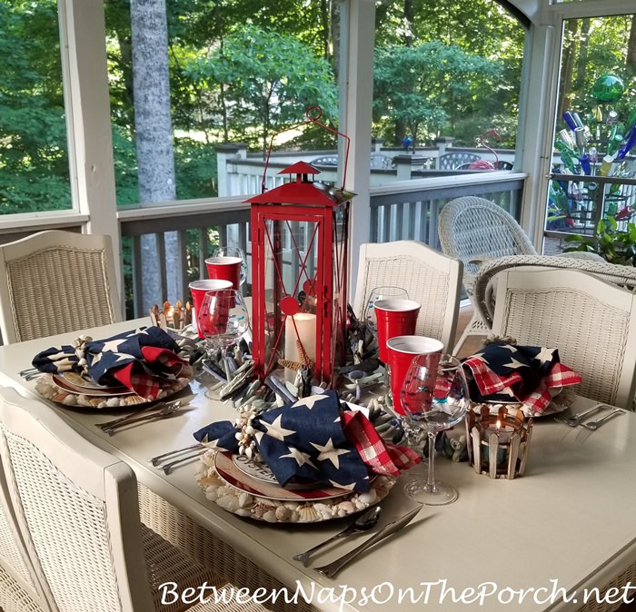 Table Setting in Red, White and Blue