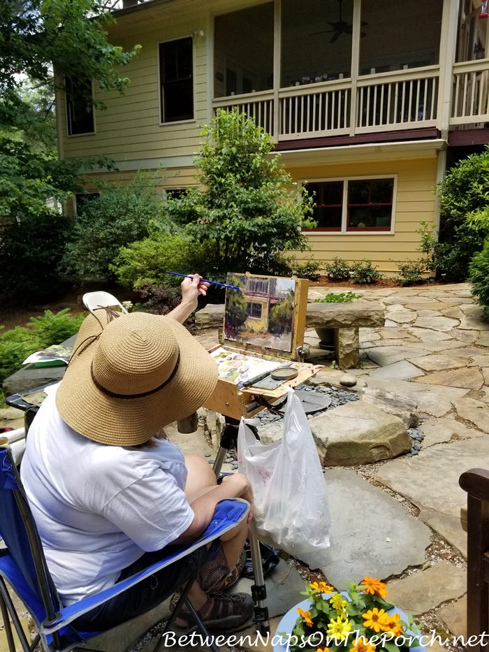 Painting in the garden, Artist in the Garden