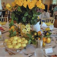 Yellow-Themed Table with Lemons and Yellow Roses