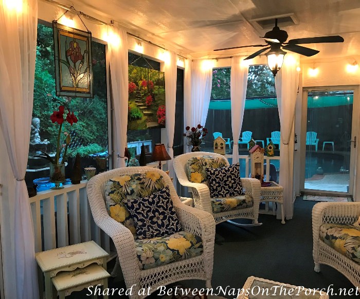 Add on a Screen Porch, Decorate with White Wicker