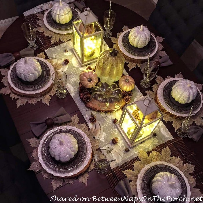 Beautiful Candlelit Autumn Table Setting, 2019