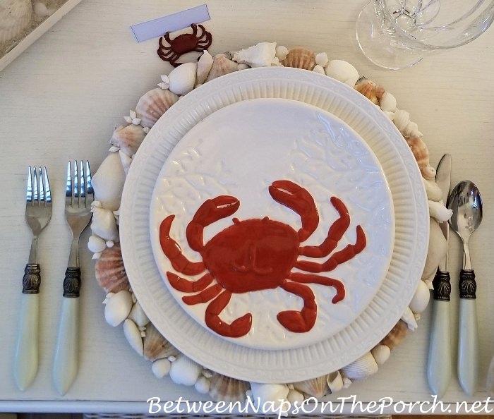 Crab Plate, Shell Charger, Beach Table