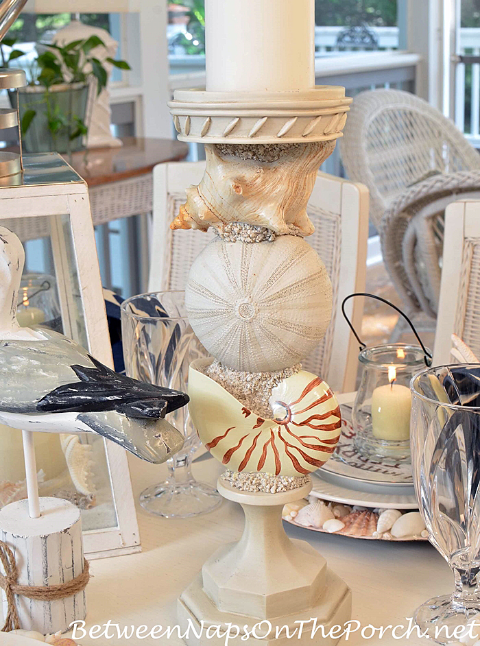 Shell-Candle-Holders, Beach Themed Table Setting