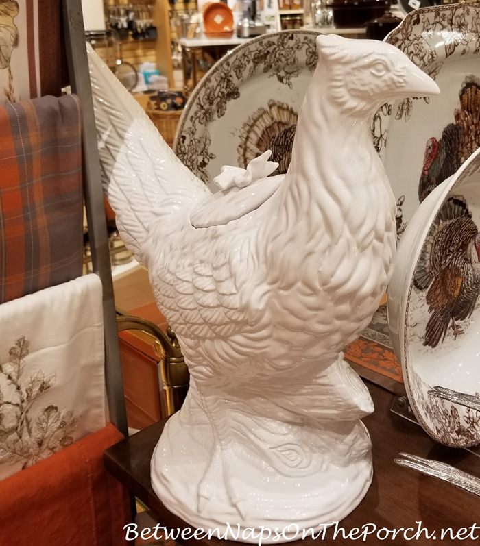 White Ceramic Pheasant for Thanksgiving Table or Centerpiece