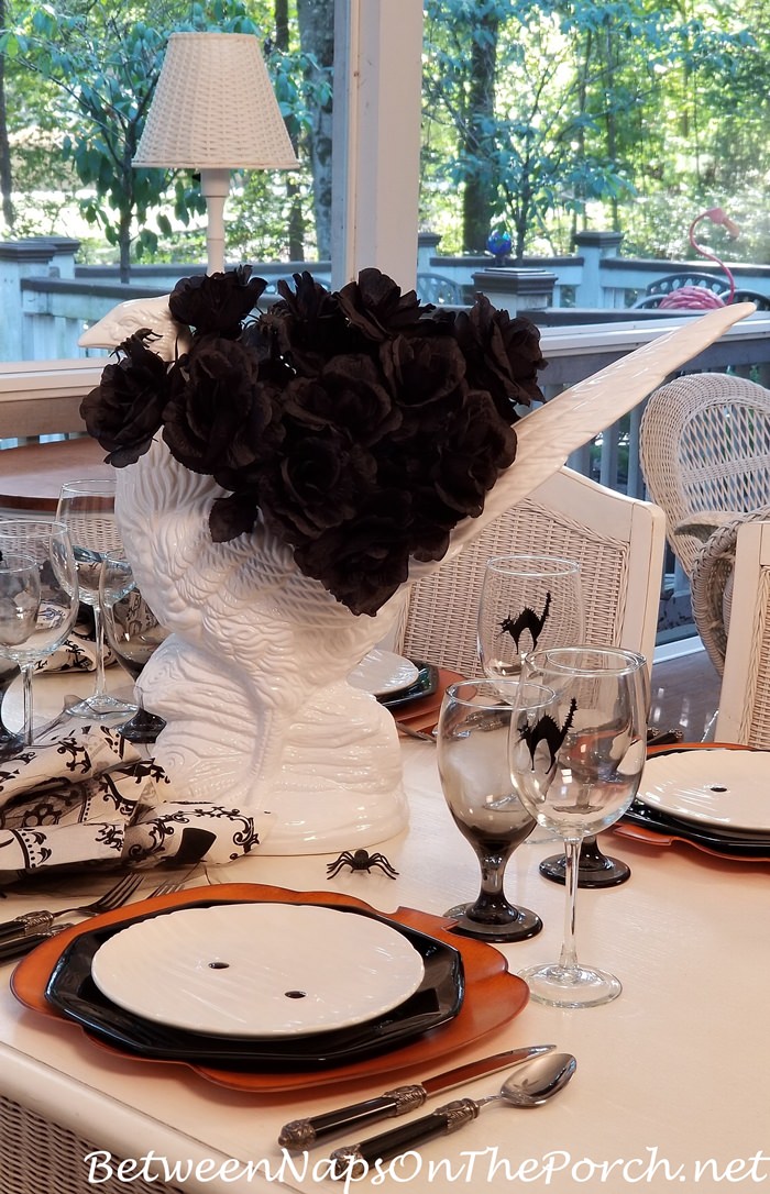 Pheasant Centerpiece for a Halloween Table Setting
