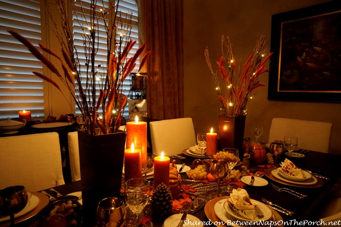 Thanksgiving Table Setting by Candlelight