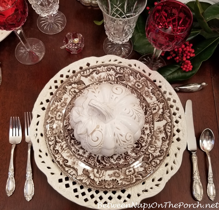 White Pumpkin Tureen, Thanksgiving Tablescape