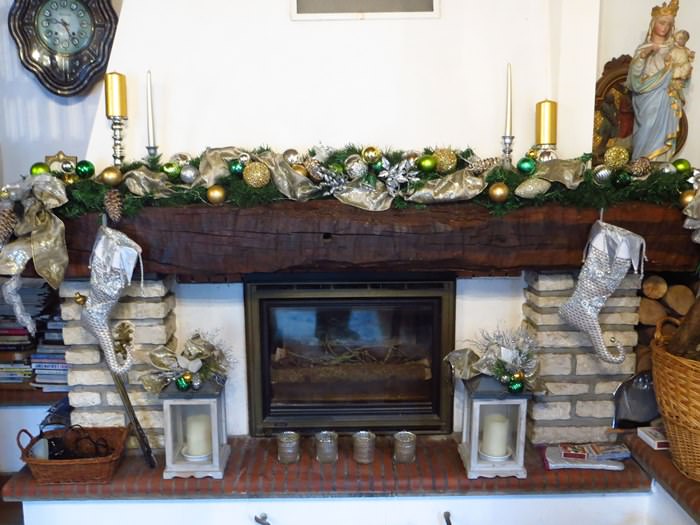 Fireplace Decorated for Christmas