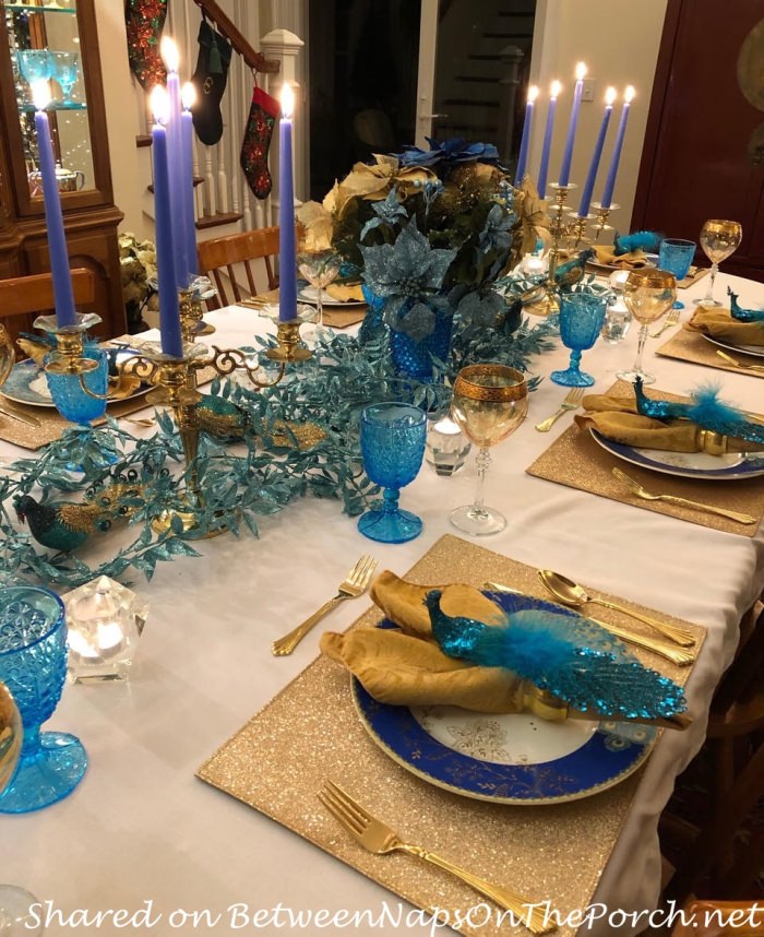 Blue and Gold Table Setting