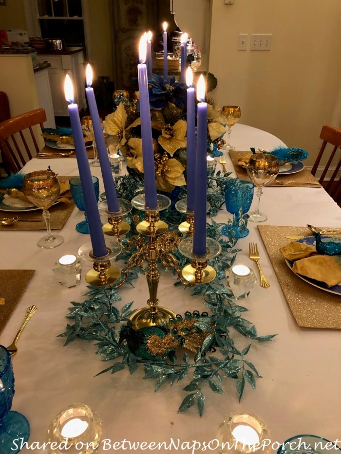 Candlelight Table in Blue and Gold