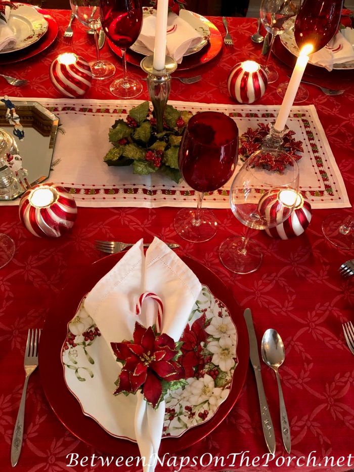 Christmas Candy Cane Tablescape