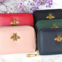 Leather Card Holder, Pink, Red, Green, Navy, Black