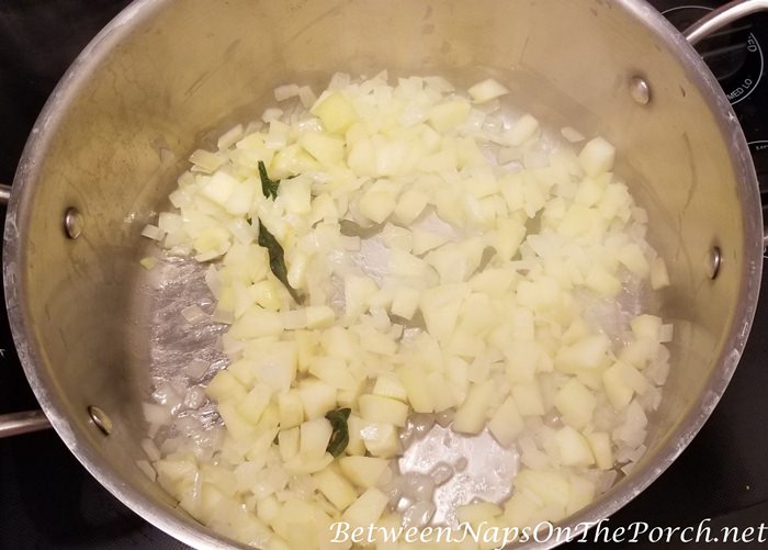 Onions, Apples and Sage for Butternut Squash Soup
