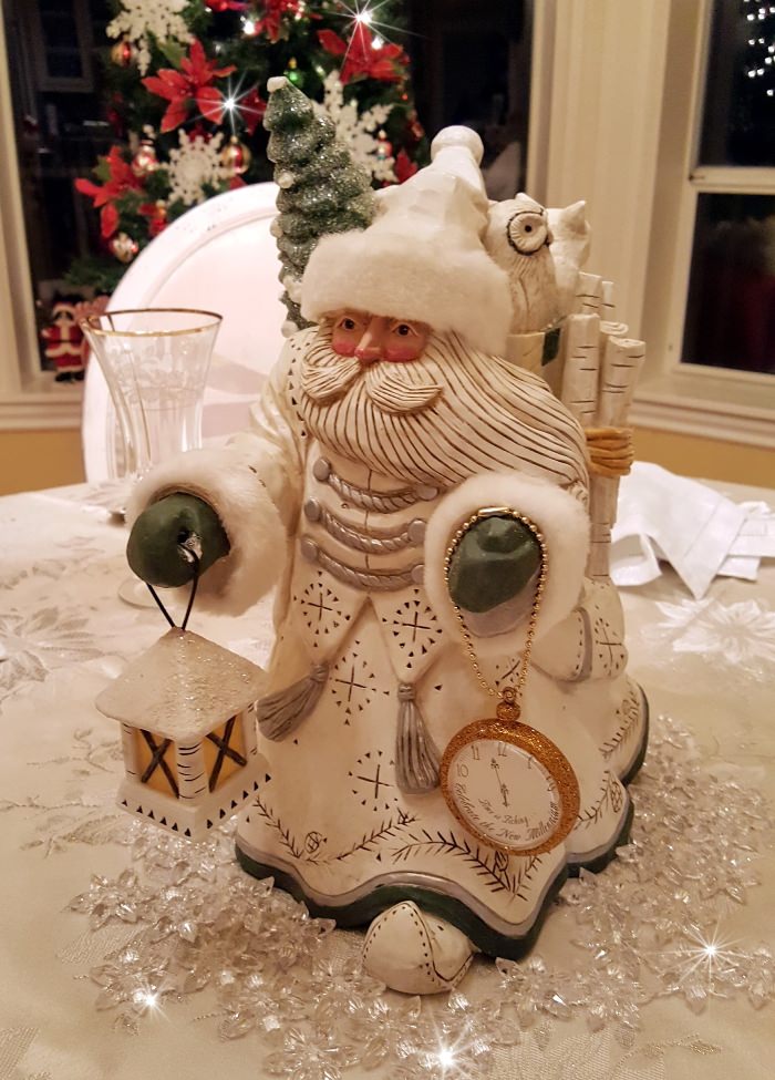 Pam Schifferl Santa Figure with Lantern and Clock