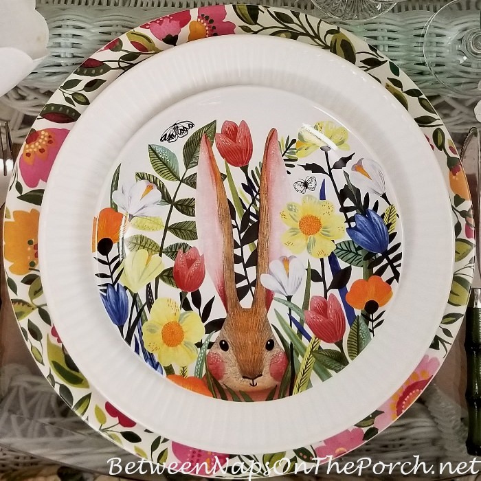Bunny Floral Plates for Spring and Easter
