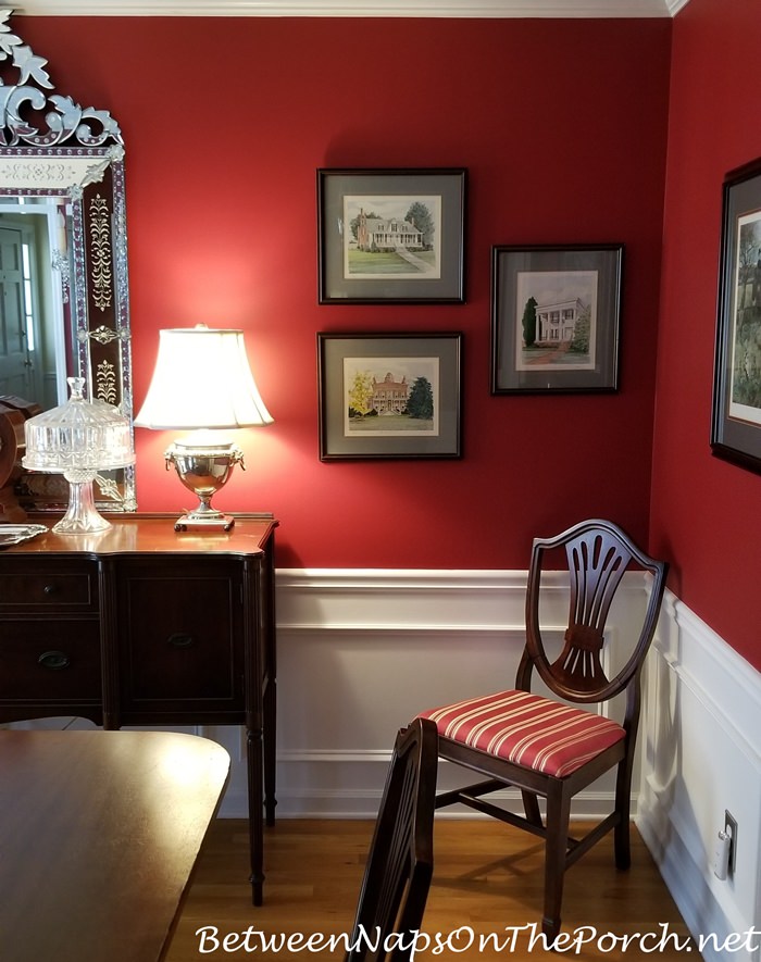 Red Dining Room Makeover, Adding Art