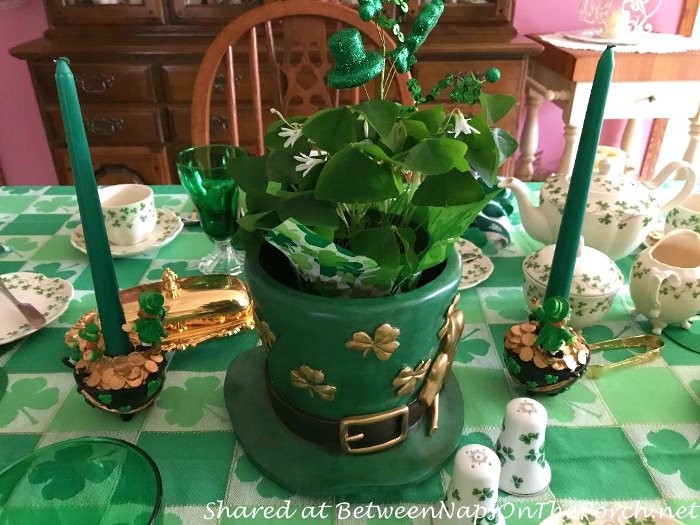 St. Patrick's Day Table Setting, Leprechaun Hat Planter Centerpiece