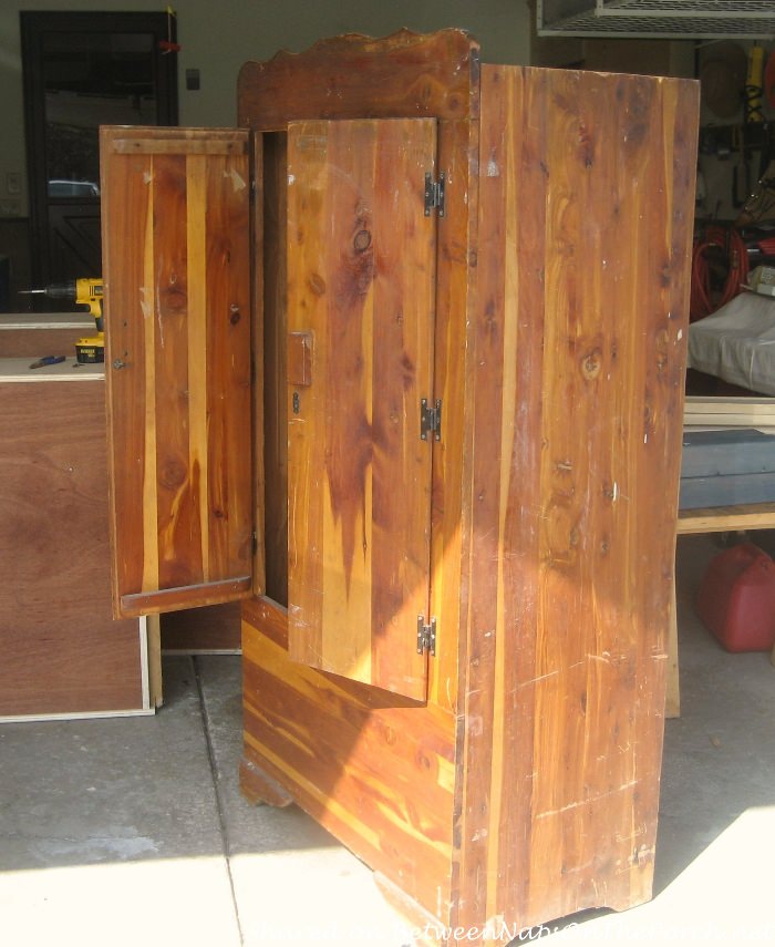 Antique cedar wardrobe store with mirrors