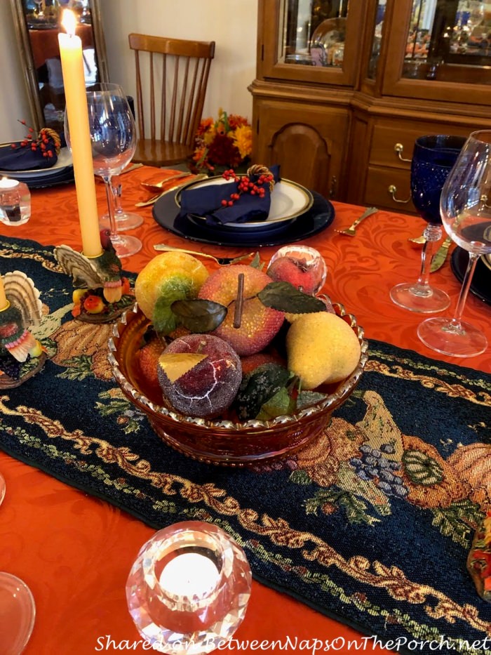 Table Setting in Blue and Orange