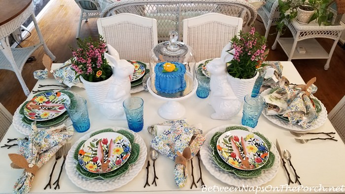 Porch Dining, Spring Bunny Tablescape