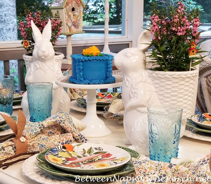 Spring Bunny Table with Floral Centerpiece