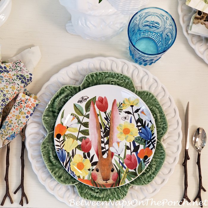 Spring Table, Bunny Themed, Twig Flatware