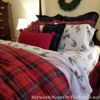 Cozy Bed with Flannel Sheets, Tartan Bedding