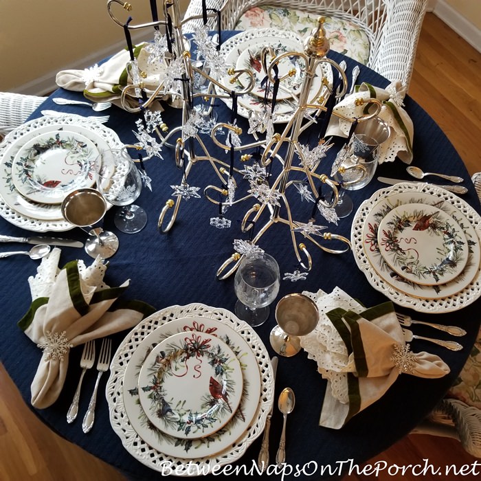 Winter Table Setting, Snowflake Theme