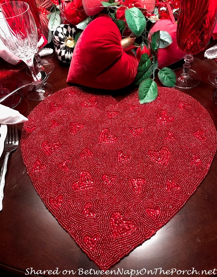 Beaded Heart-Shaped Placemat