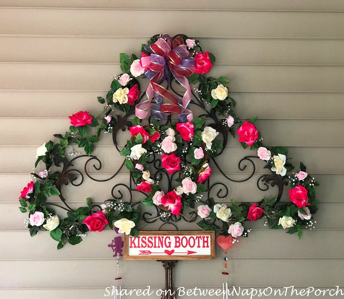 Kissing Booth Sign, Roses and Greenery