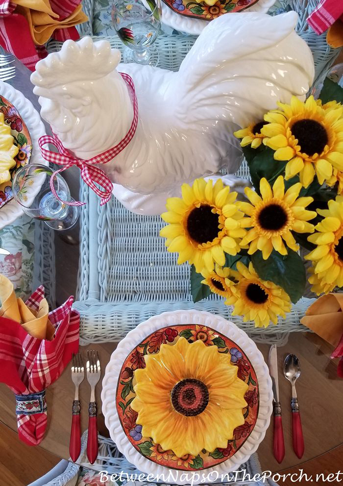 Sunflowers in Summery Tablescape Table Setting