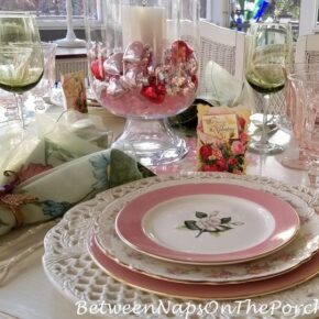 Valentine's Day Cards as Placecards in Table Setting
