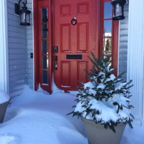 Before Porch Added, Snow against door