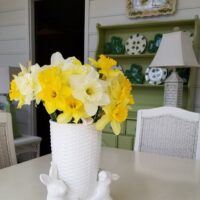 Daffodils in Bunny Vase, Screened Porch
