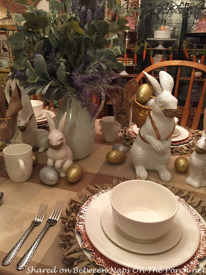 Easter or Spring Table with Bunnies Wearing Masks