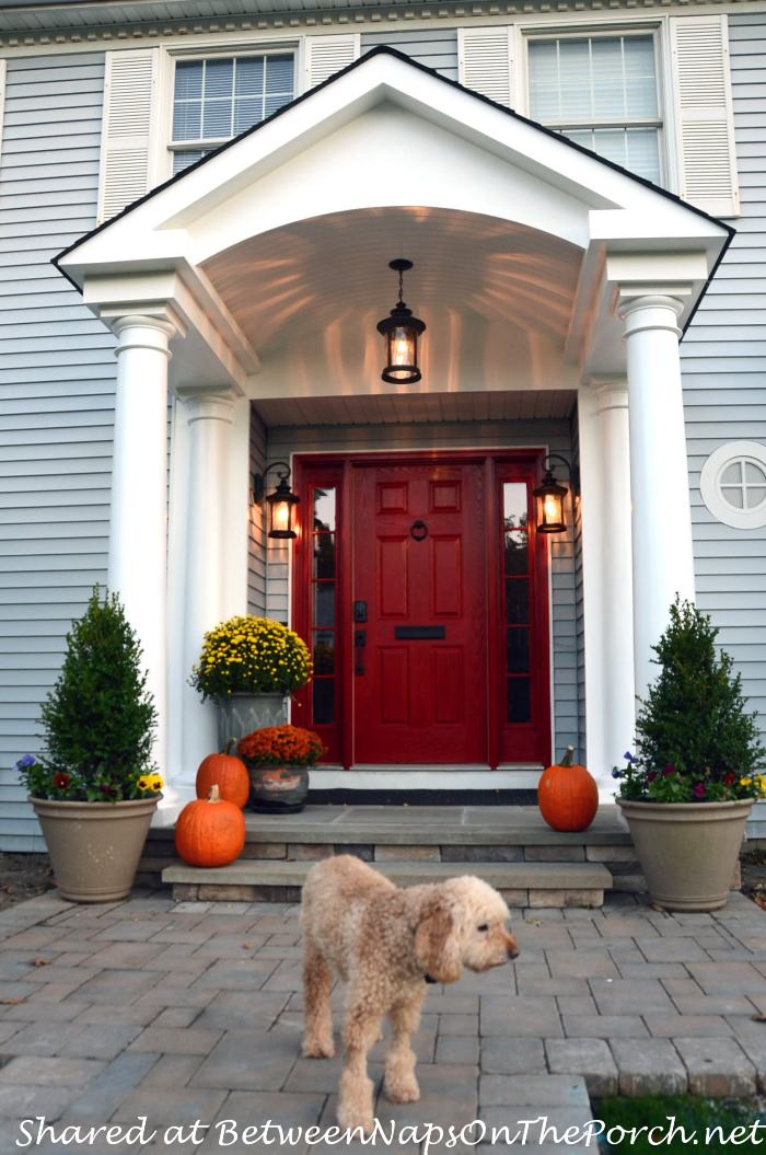 Front Porch with Hanging Lantern, Arched Ceiling