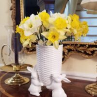 Sculptural Bunny Vase with Daffodils