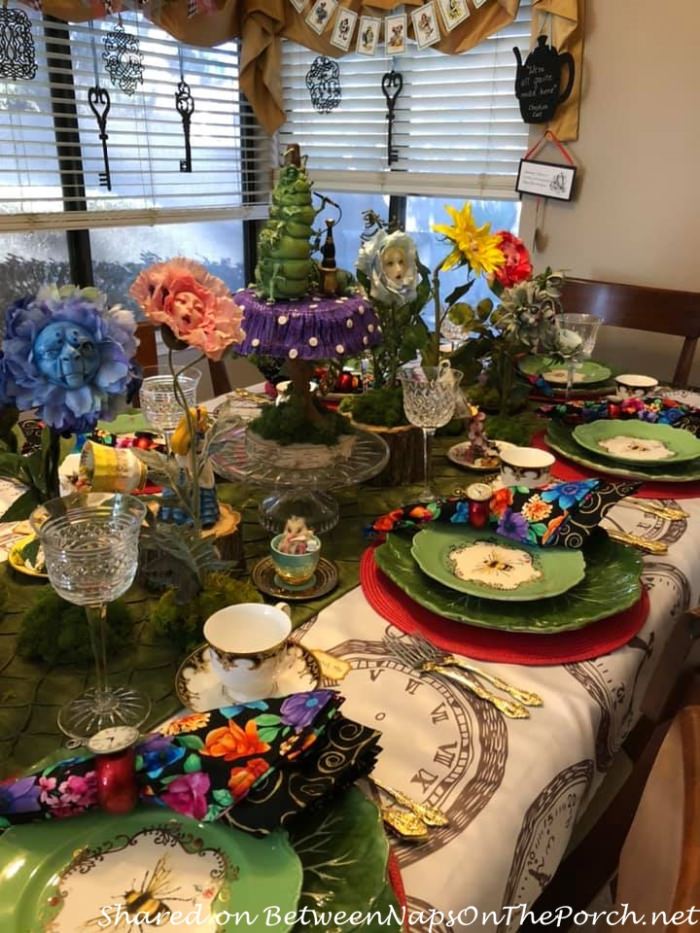 Alice in Wonderland Table with Talking Flowers