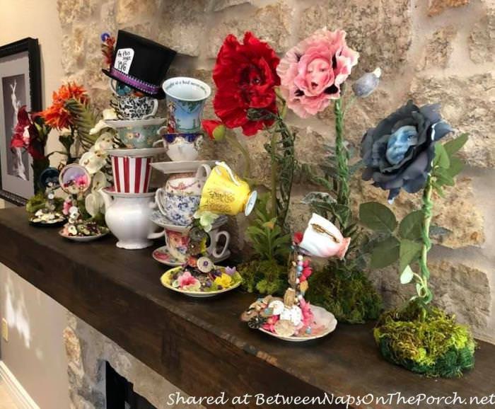 https://betweennapsontheporch.net/wp-content/uploads/2021/04/Alice-in-Wonderland-Talking-Flowers-Another-view-of-the-fireplace-mantle.jpg