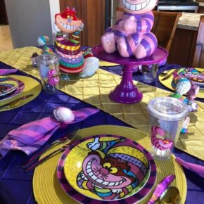 Cheshire Cat Plates for Alice in Wonderland Table Setting