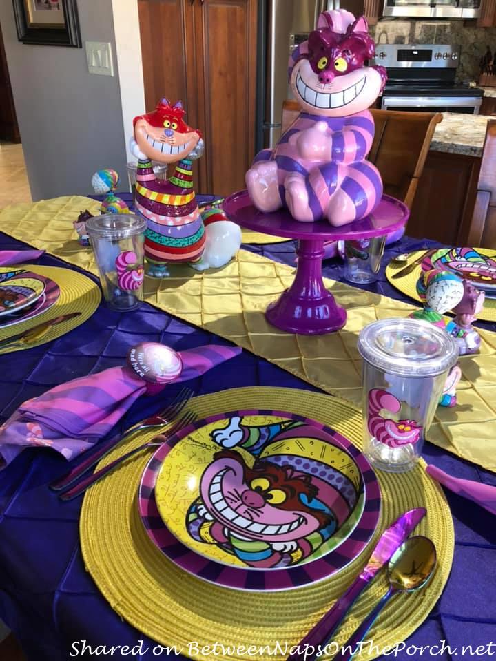 Cheshire Cat Plates for Alice in Wonderland Table Setting
