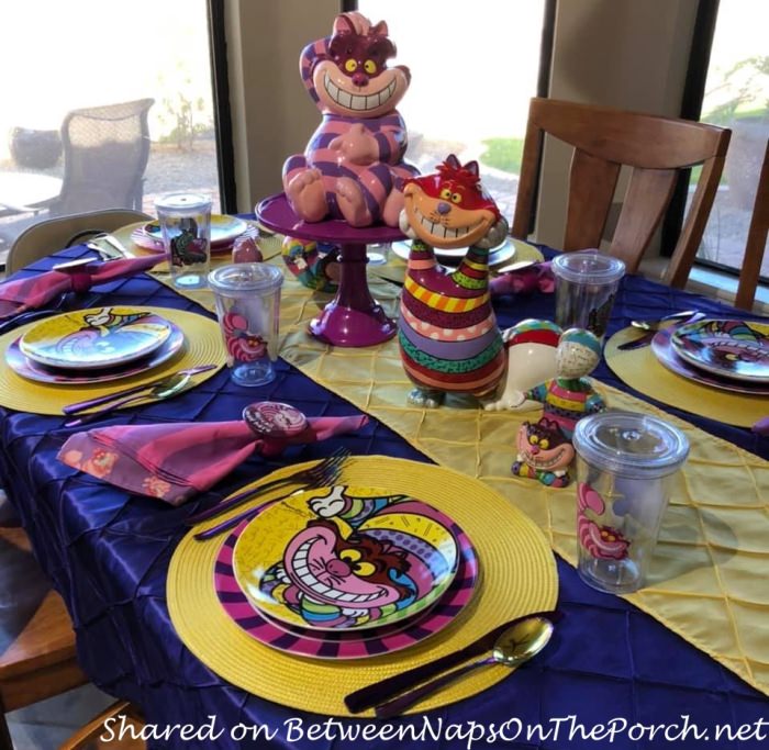 Cheshire Cat Tablescape, Alice in Wonderland Table