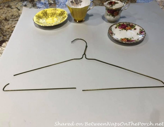 Cut Coat hanger for Wire for Making Floating Teacups