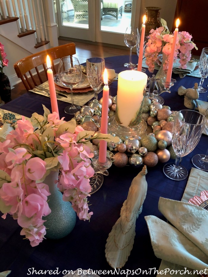 Spring Easter Table Setting, Peacock Themed