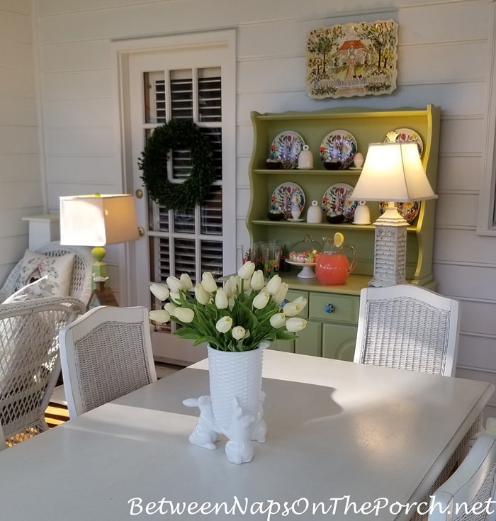 Spring Porch, Tulips in Bunny Vase