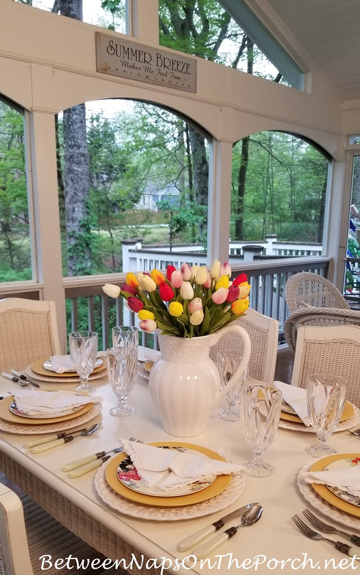Spring Table on Screened Porch