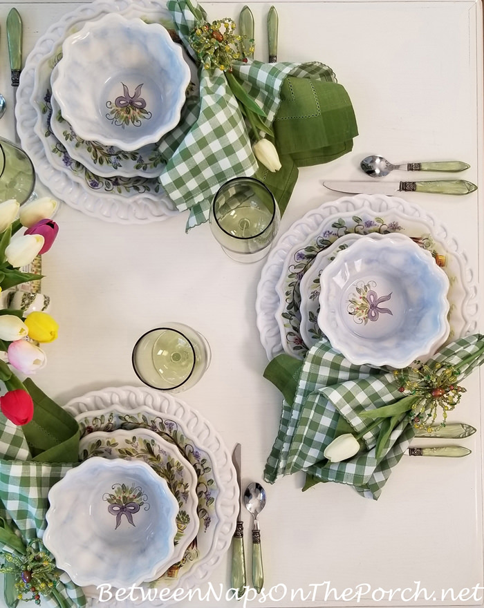 Spring Tablescape, Spring Dinnerware, Porch Dining