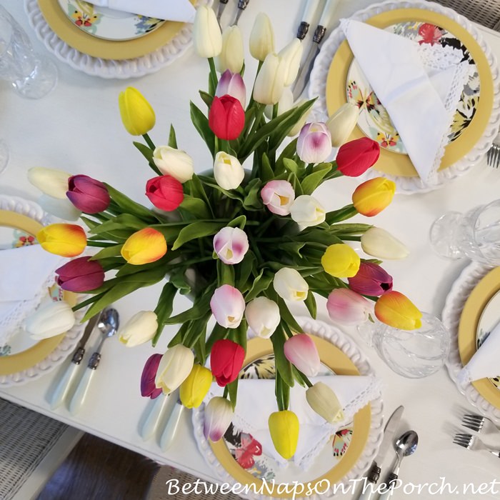 Tulip Centerpiece, Spring Tablescape